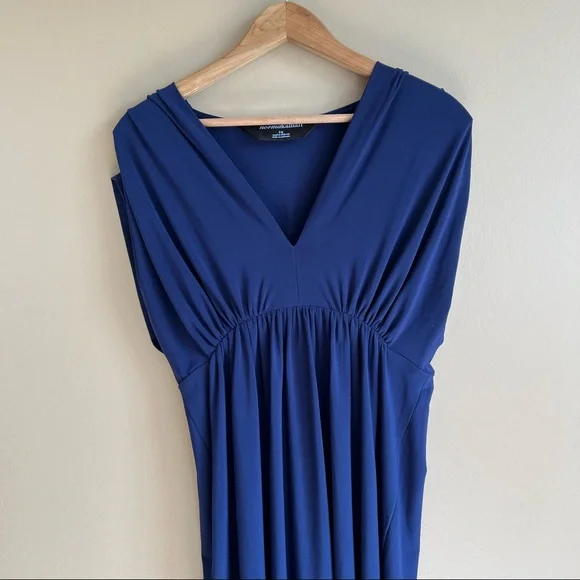 NORMA KAMALI Navy V-Neck Ruched Dress Size Large MSRP $120 - Picture 2 of 7